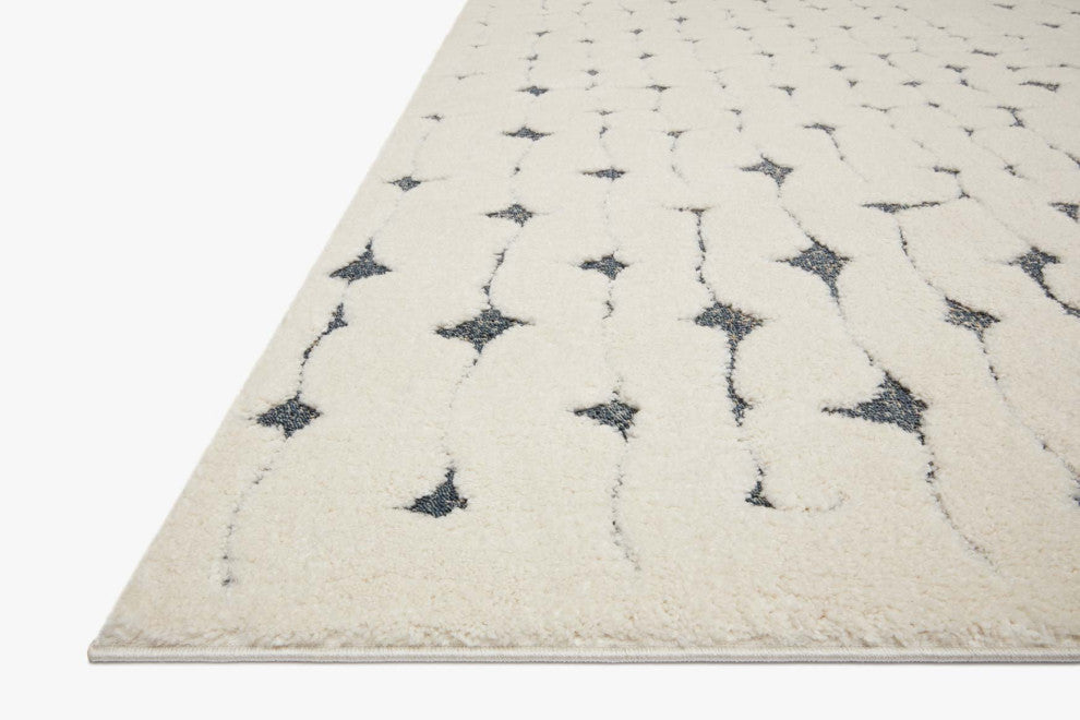 Textural Geometric Hagen Area Rug, 3'-7" X 5'-7", Hag-04 White / Navy