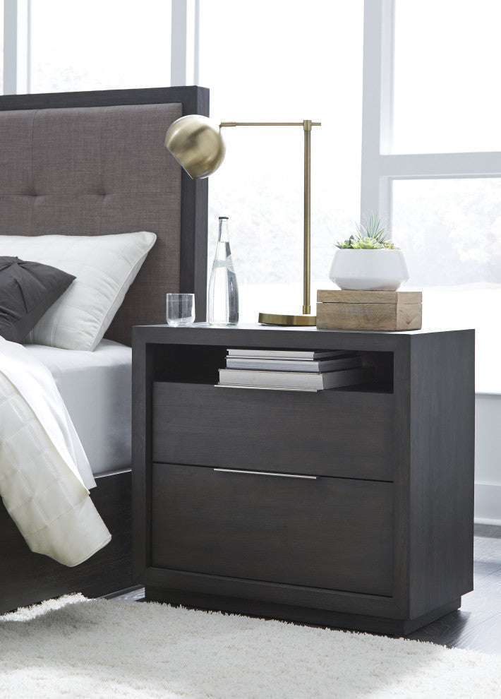 Modus Oxford Two-Drawer Nightstand in Basalt Grey