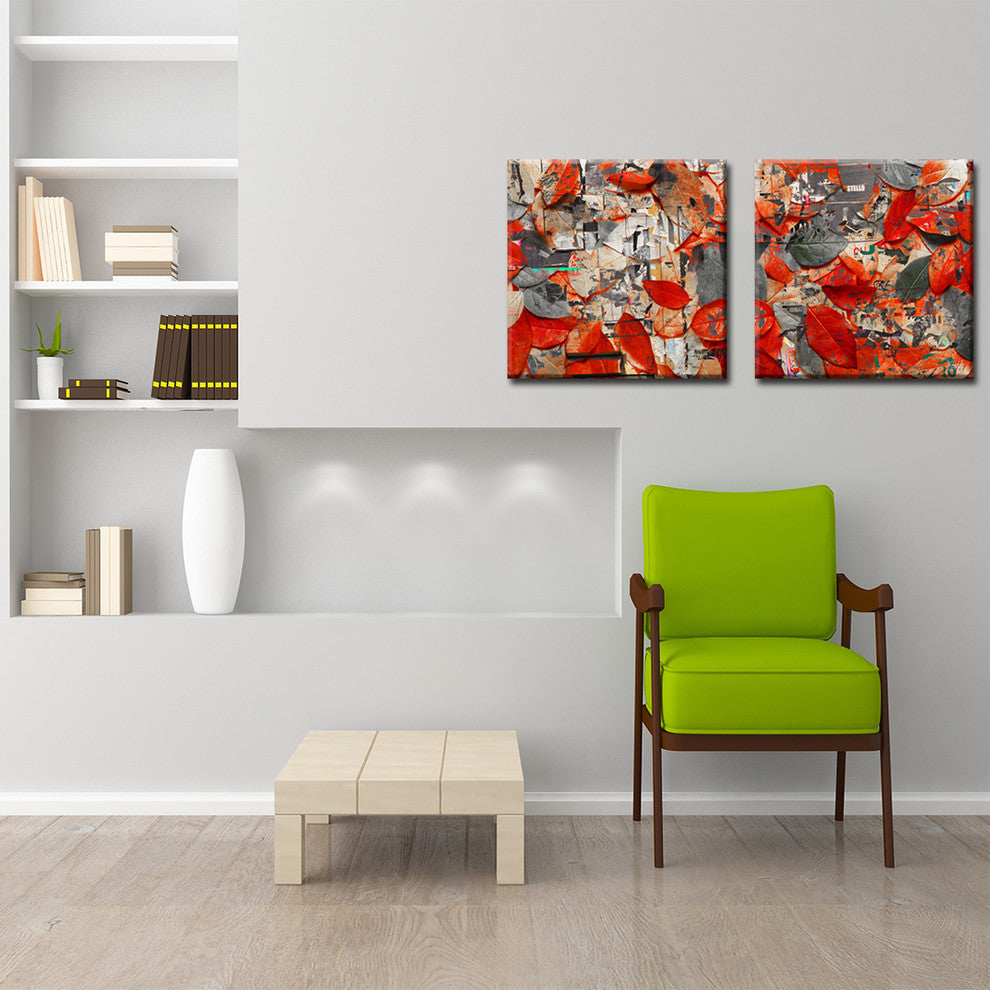 Fall Ink XXIV, Canvas Wall Art 2-Piece Canvas Art Set, 16"