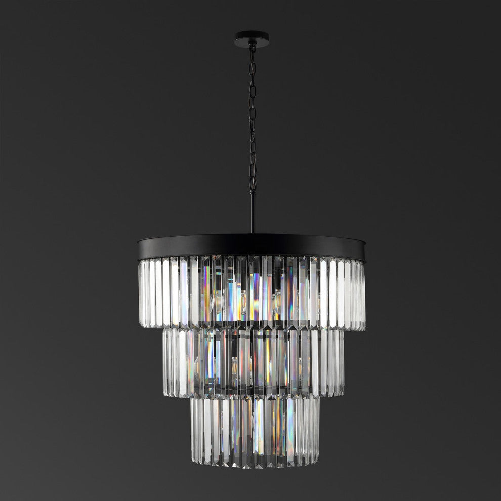 Safavieh Couture Coulette 3 Tier Crystal Chandelier Black