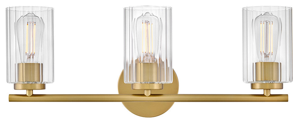 Lark Leta Medium Three Light Vanity, Lacquered Brass