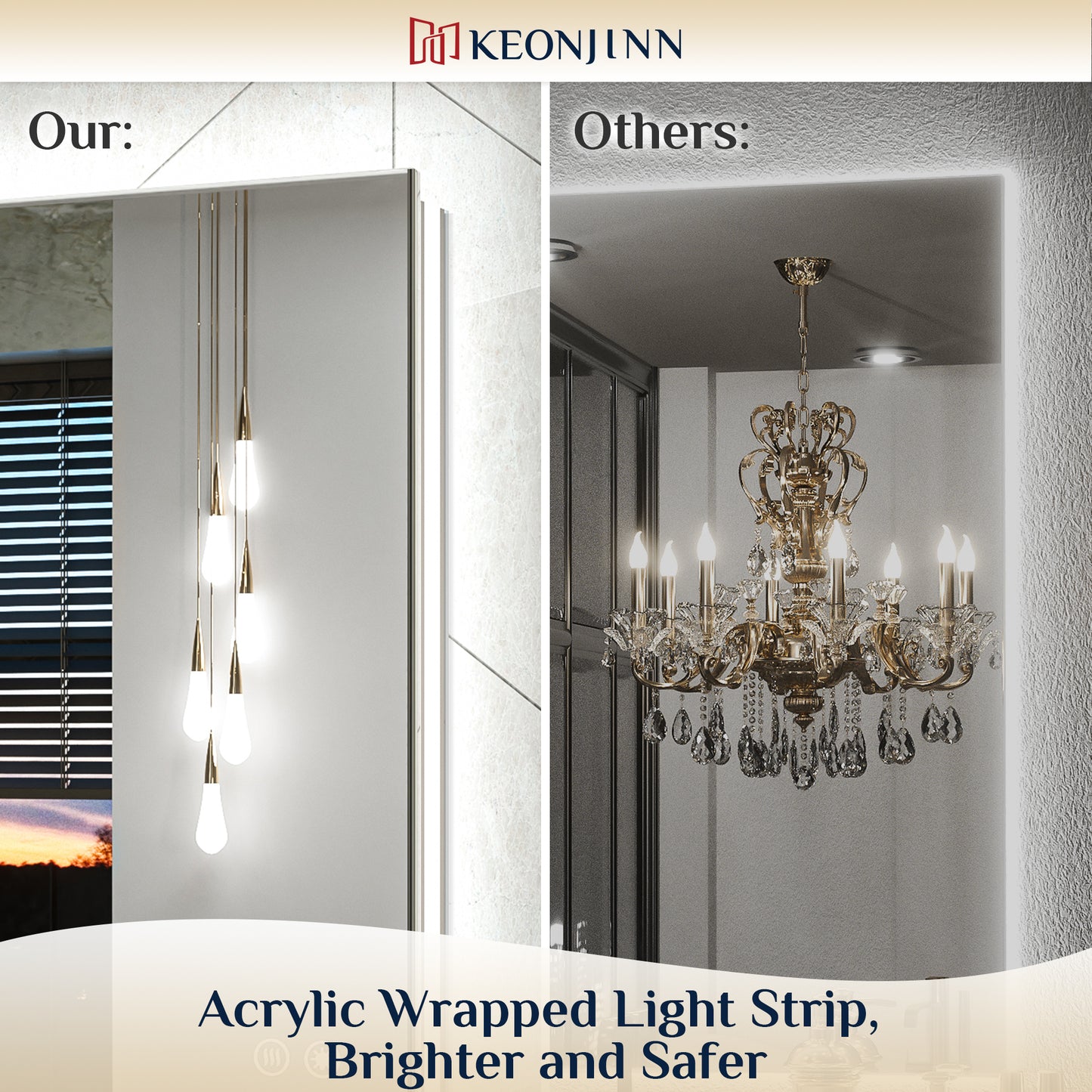 Backlit LED Mirror for Bathroom, Anti-Fog Dimmable, Silver, 20x28