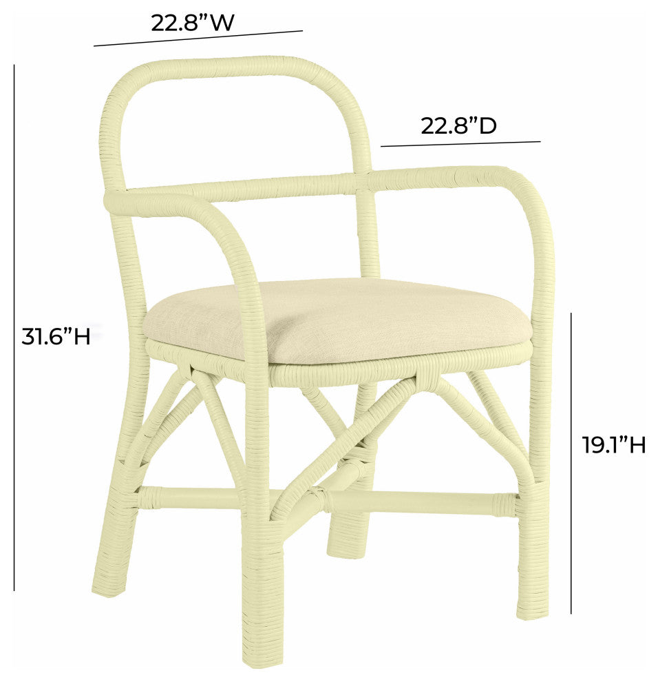 Ginny Rattan Dining Chair, Cream