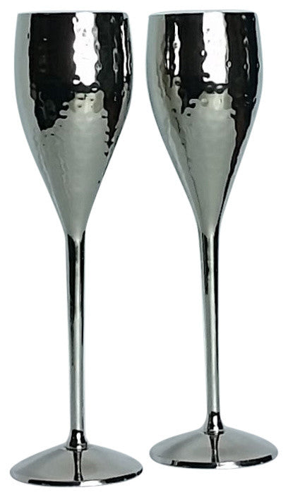 Elegance Hammered Flute Goblets, Set of 2