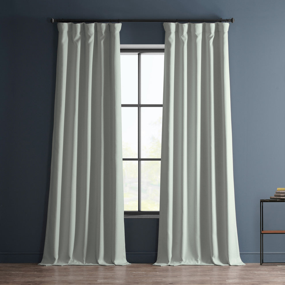 Faux Linen Darkening Curtain Single Panel, Oyster, 50"x108"