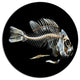 Fish Skeleton Bone On Black, Animal Disc Metal Artwork, 36"