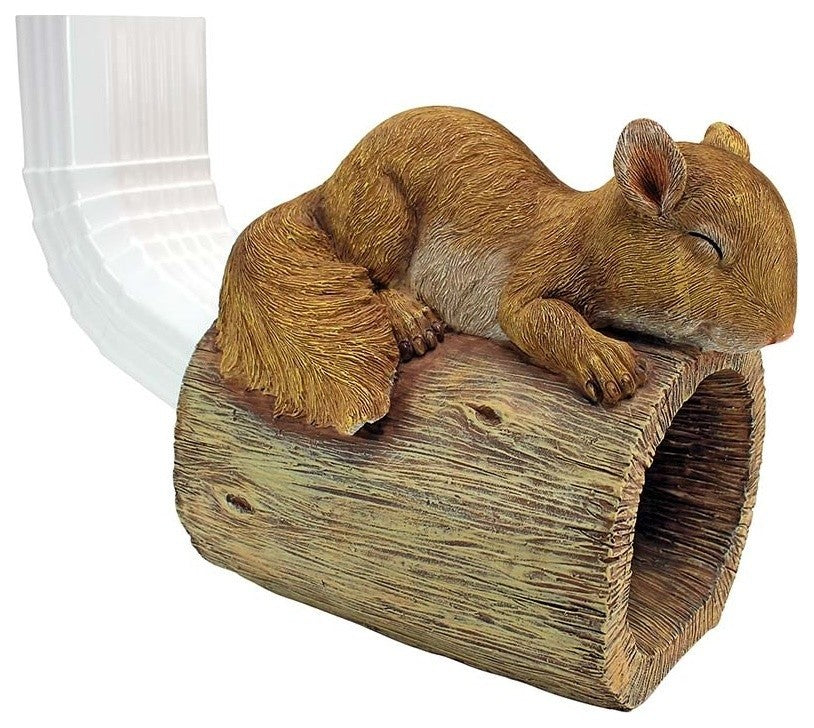 Jolly the Squirrel Gutter Guardian Downspout Statue