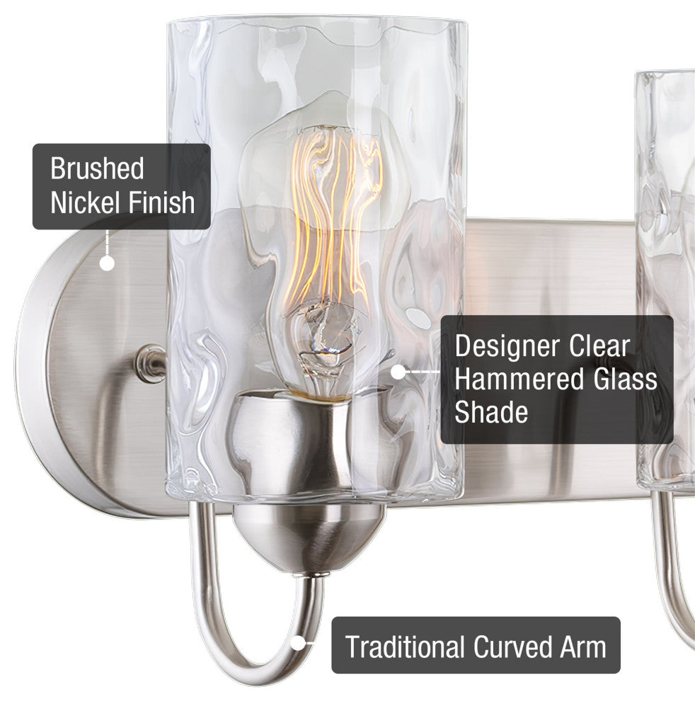 Kira Home Armada II 48" Over Mirror / Bathroom Light, Hammered Glass Shades