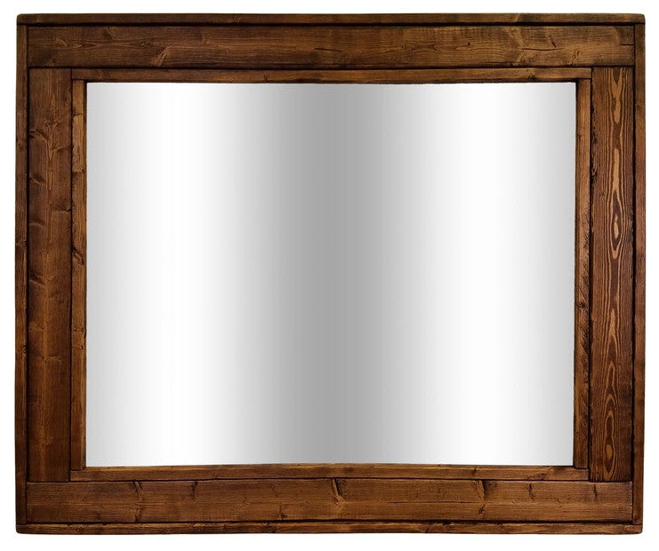 Herringbone Stained Vanity Mirror, Special Walnut, 36"x30", Horizontal