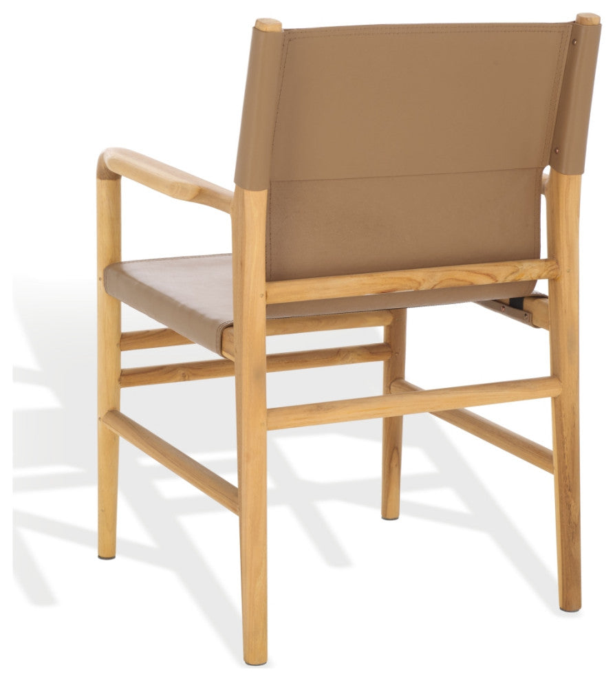 Safavieh Couture Cassaphina Leather Arm Chair, Brown/Natural