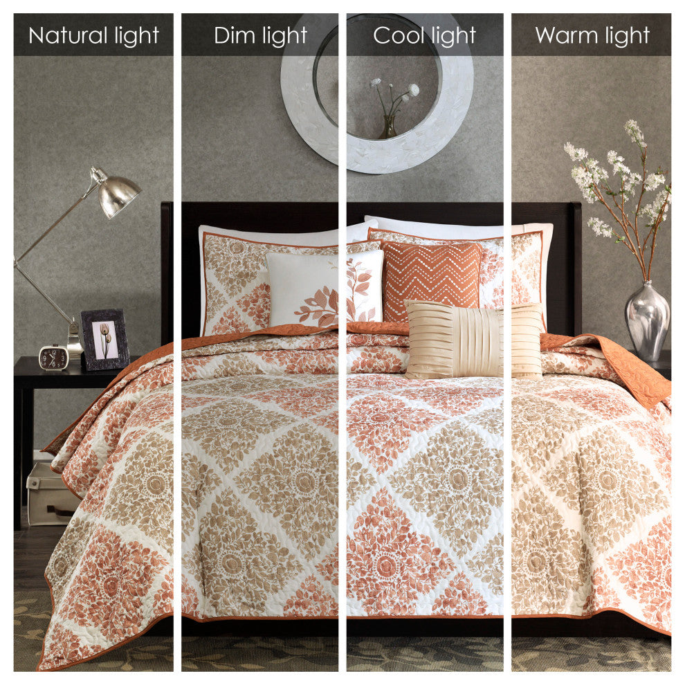 Madison Park Printed Quilted 6-Piece Coverlet Set, King/California King
