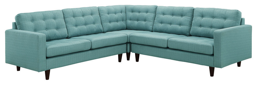 Modern Laguna Empress 3 Piece Upholstered Fabric Sectional Sofa Set