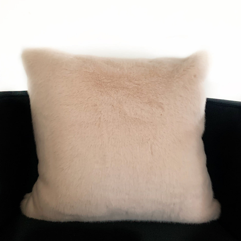 Plutus Pink Plush Animal Faux Fur Luxury Throw Pillow, 22"x22"