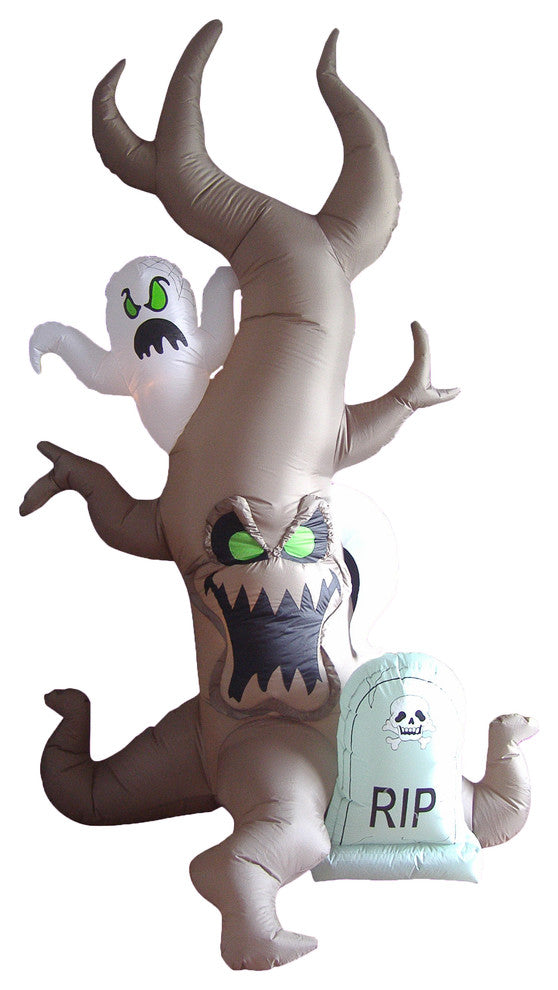 Halloween Inflatable Grave Scene With Tree Monster and Ghost, 8'