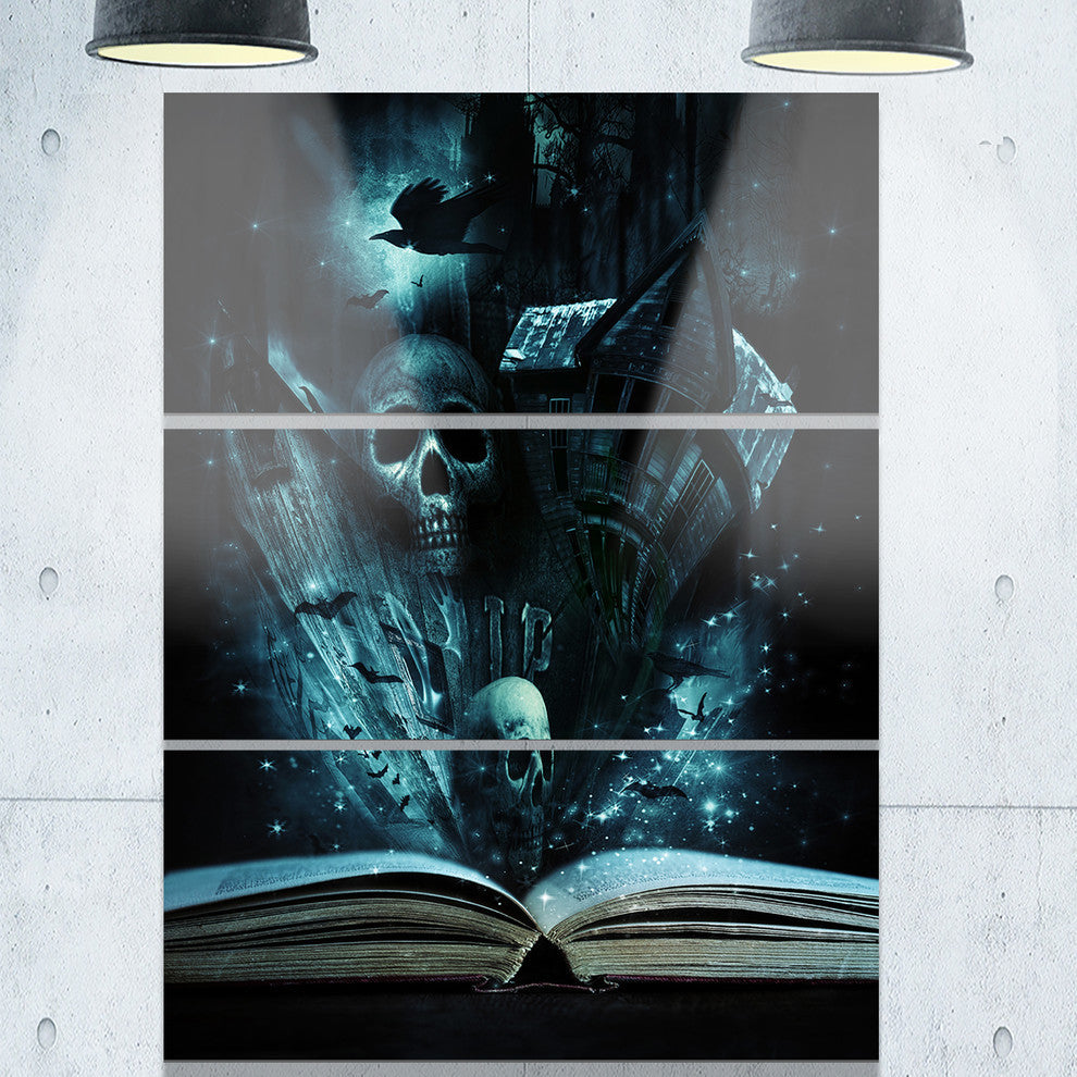 "Halloween Stories Book" Glossy Metal Wall Art, 3 Panels, 28"x36"