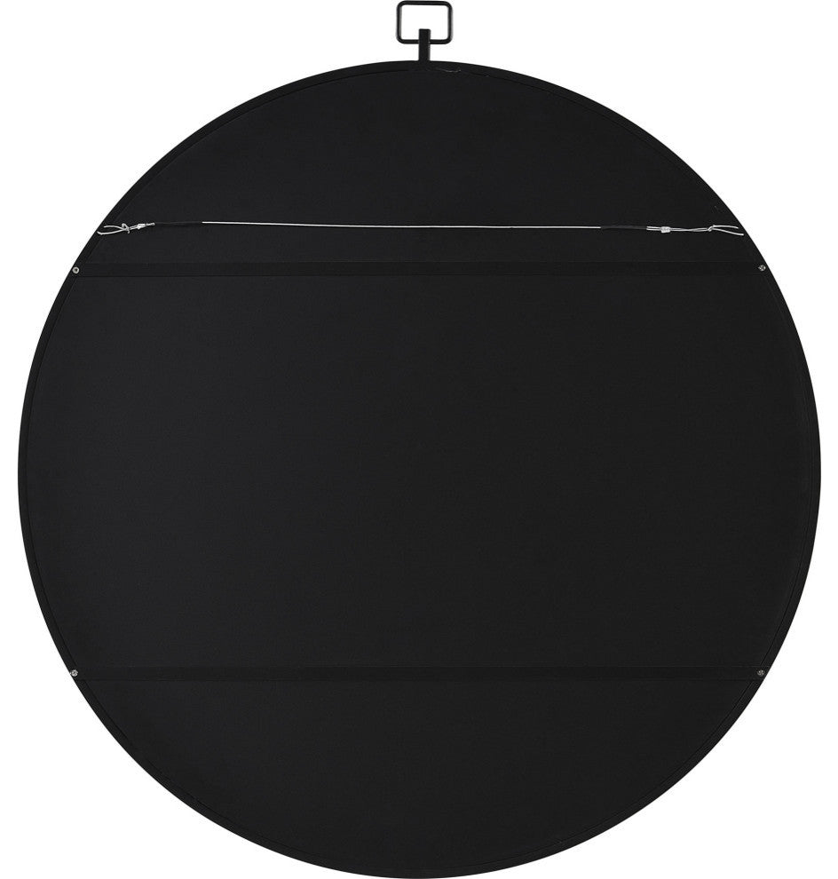 Rayden 36" round decorative matte black wall mirror