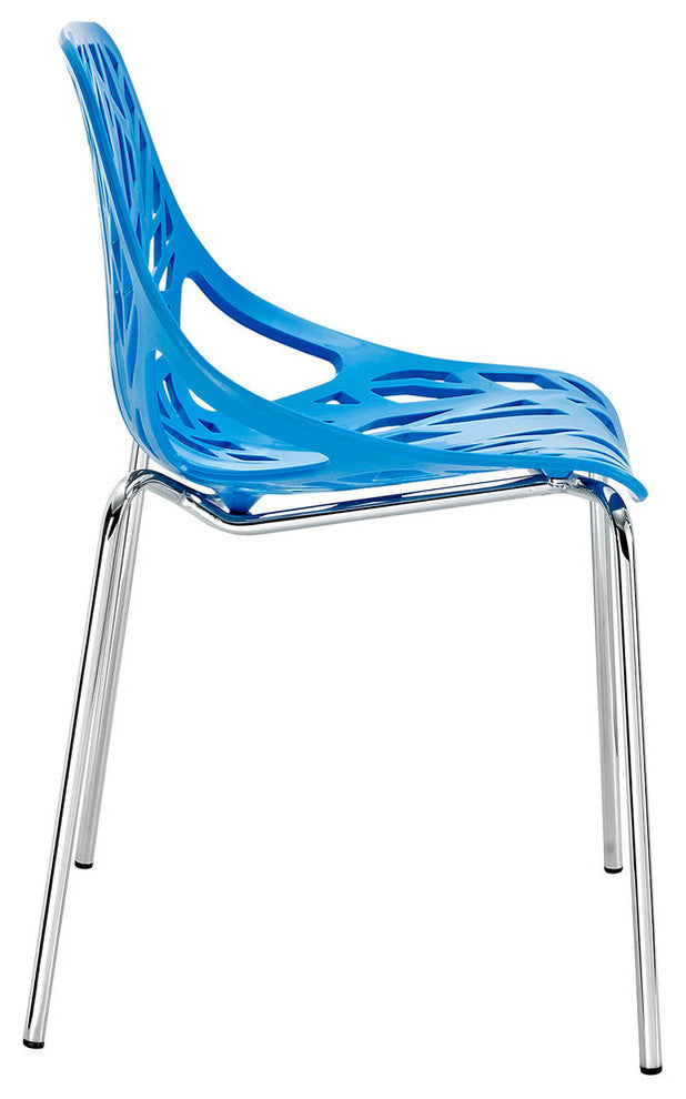 Modern Urban Kitchen Dining Side Chair Set of 4 Blue, Outdoor and Indoor