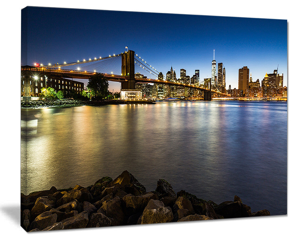 "Distant View of Brooklyn Bridge" Canvas Print
