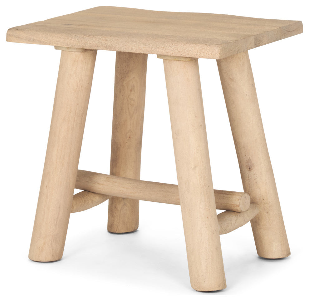 Sekou Light Brown Short Wooden Craftsman Stool