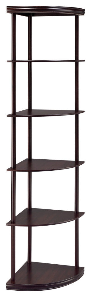 5-Shelf Corner Bookshelf, Cappuccino