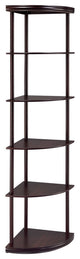 5-Shelf Corner Bookshelf, Cappuccino