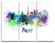"Paris Skyline" Glossy Metal Wall Art, 3 Panels, 36"x28"