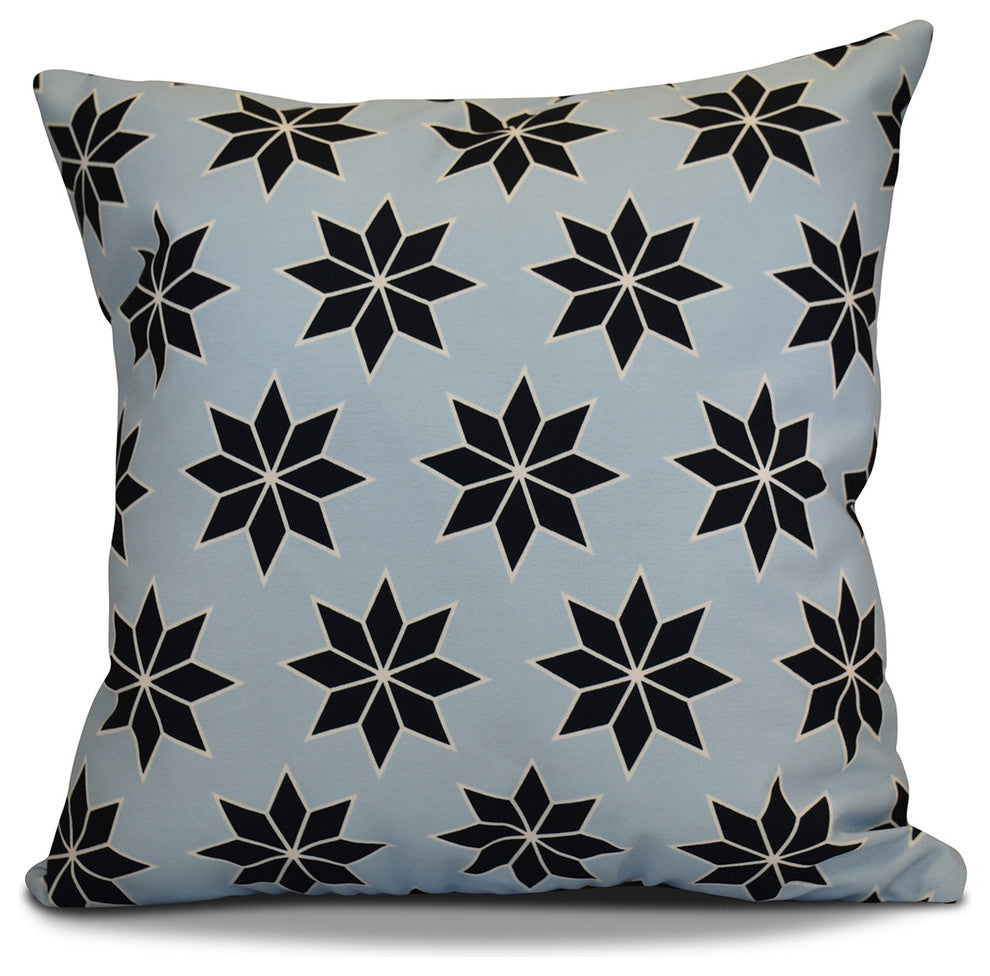 Decorative Outdoor Holiday Pillow Geometric Print, Light Blue, 18"x18"