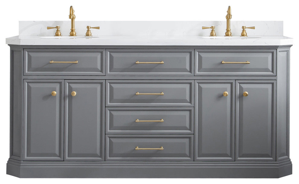 72" Palace Collection With Hardware, Satin Brass Finish, Cashmere Gray, F2-0012