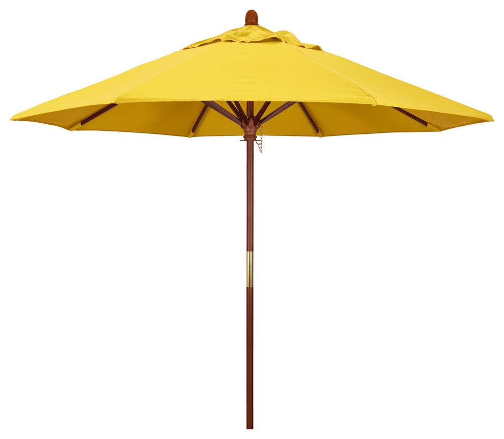 9' Square Push Lift Wood Umbrella, Olefin, Lemon