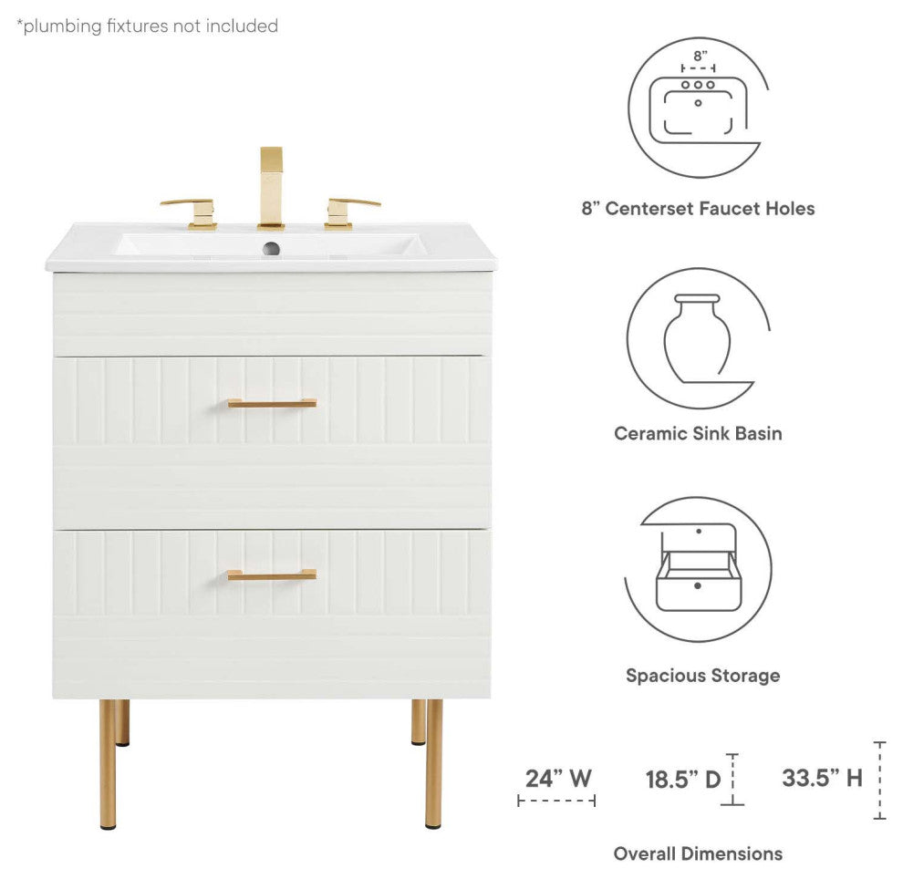 Daybreak 24" Bathroom Vanity, White White