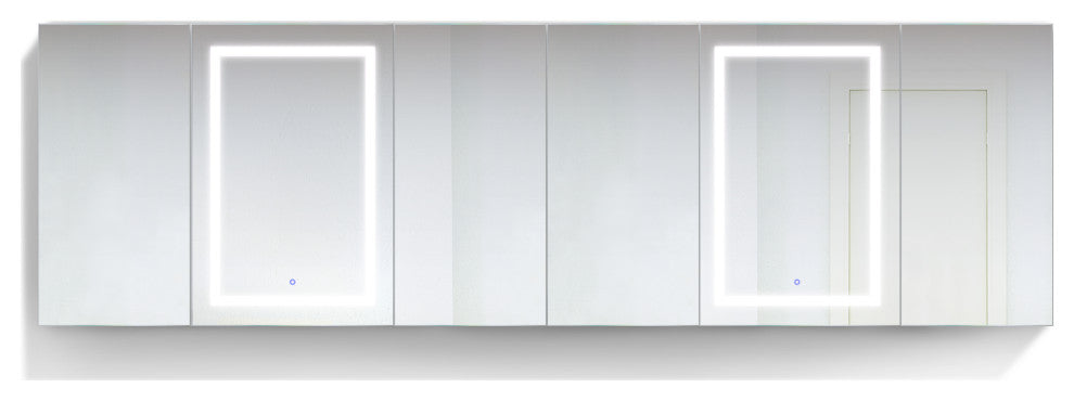 120x36 LLLRRR, Recessed Or Surface Mount Medicine Cabinet 24 Shelves, LED