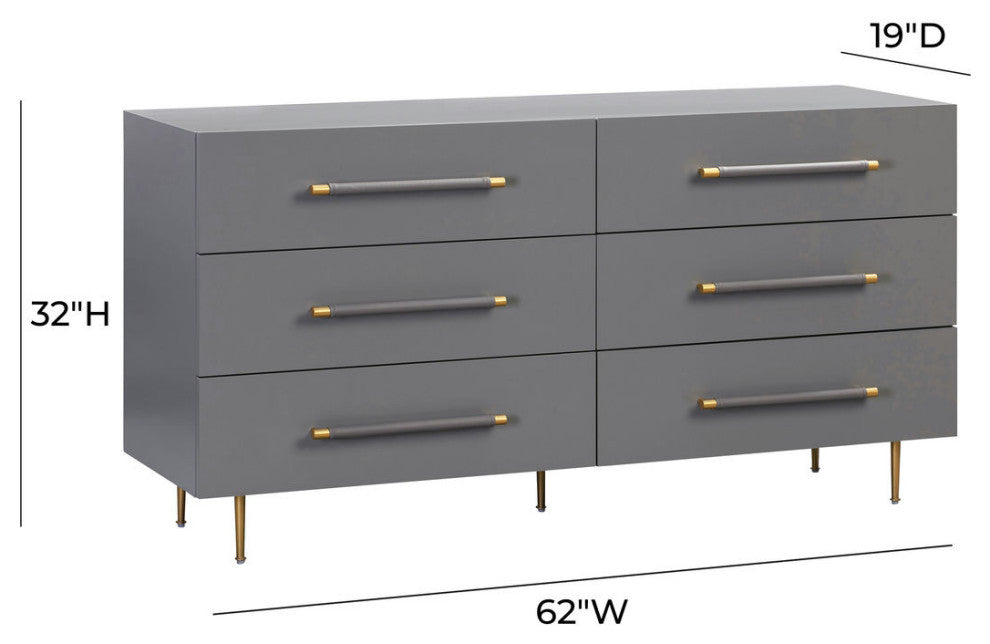 Trident Grey 6 Drawer Dresser