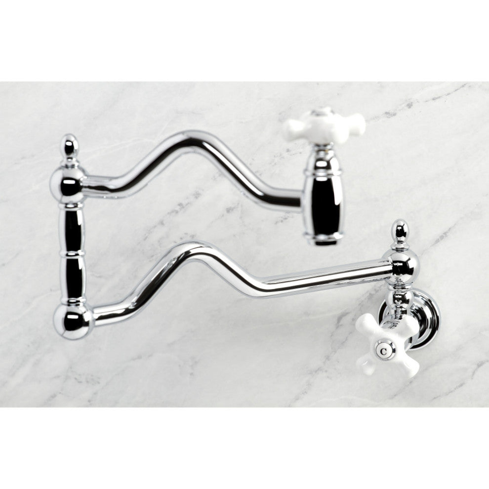 Kingston Brass KS2101PX Heritage Wall Mount Pot Filler, Polished Chrome