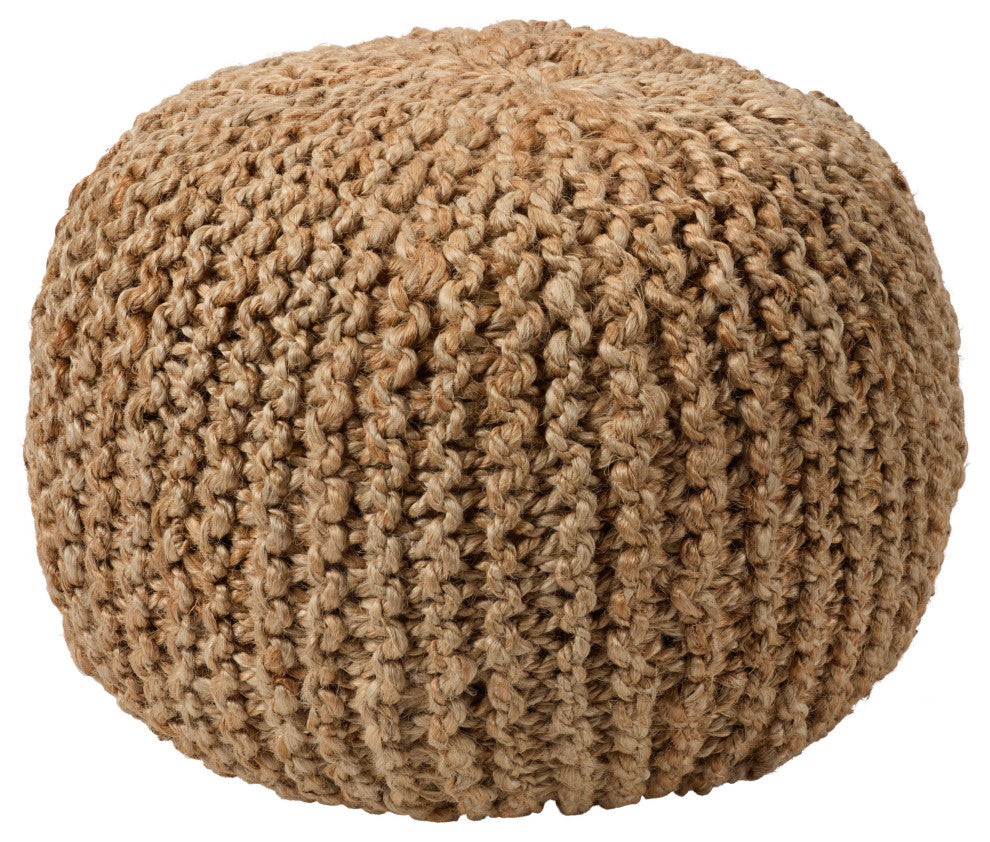 Vibe Living Azene Handmade Solid Cylinder Pouf, Tan, 20"x20"x14"