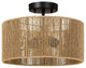 14" W 2-Light Woven Rope Drum Semi-Flush Mount Ceiling Light, Natural