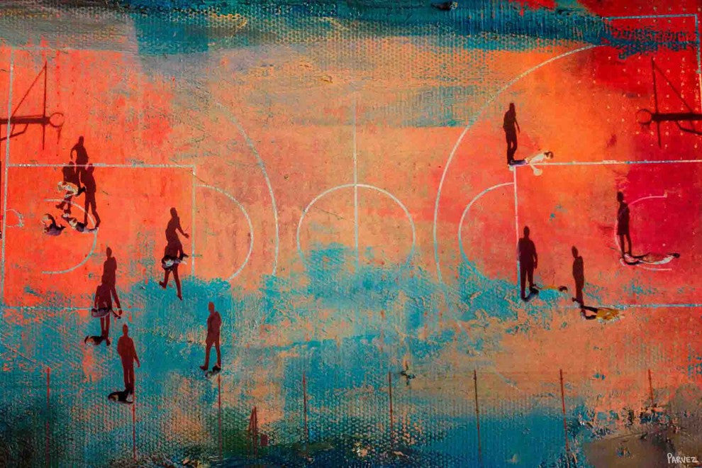 "Court Shadows" Painting Print on Wrapped Canvas, 18"x12"