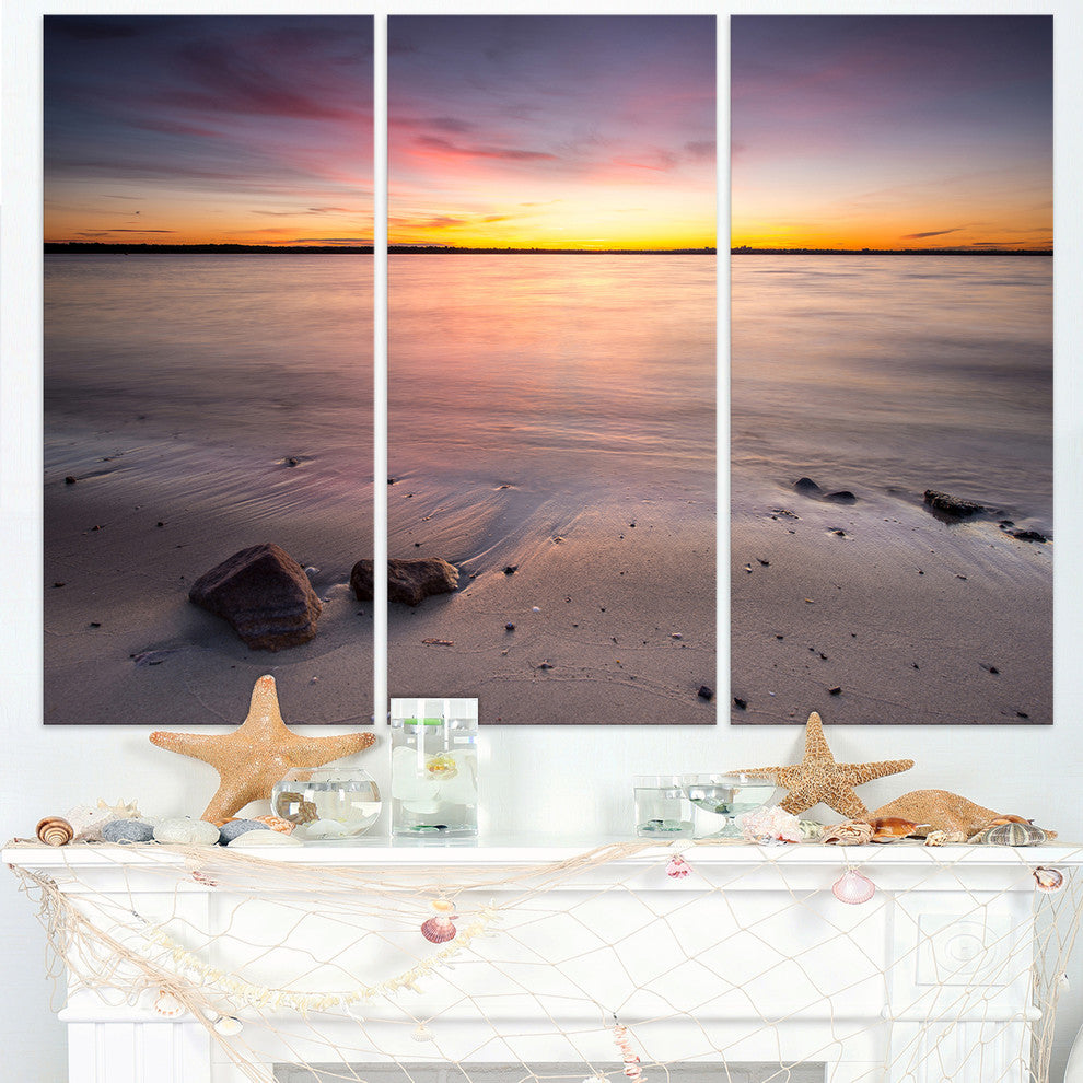 "Beautiful Natural Sea during Sunrise" Metal Wall Art, 3 Panels, 36"x28"