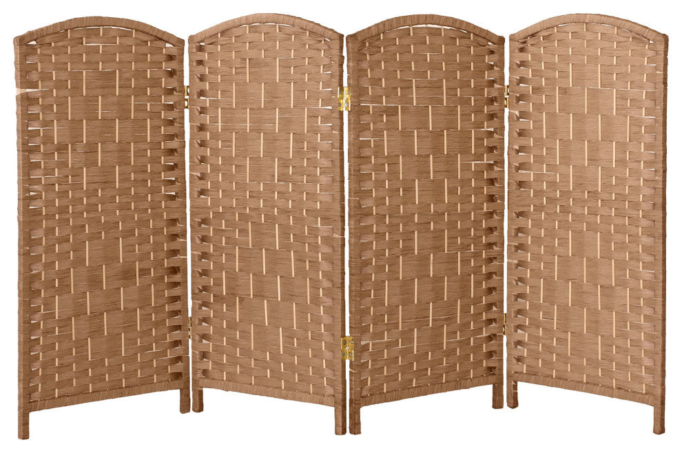 3 ft. Short Diamond Weave Fiber Room Divider Natural 4 Panel