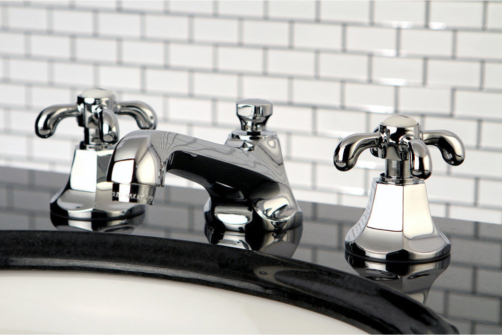 Kingston Brass Widespread Bathroom Faucet With Brass Pop-Up, Polished Chrome