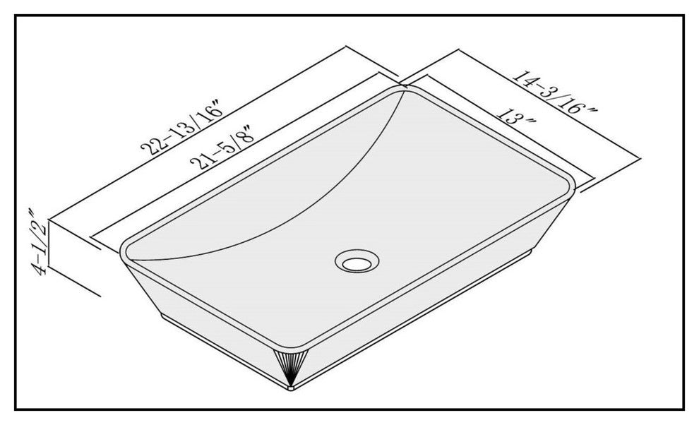 Fine Fixtures White Vitreous China Rectangle Vessel Sink