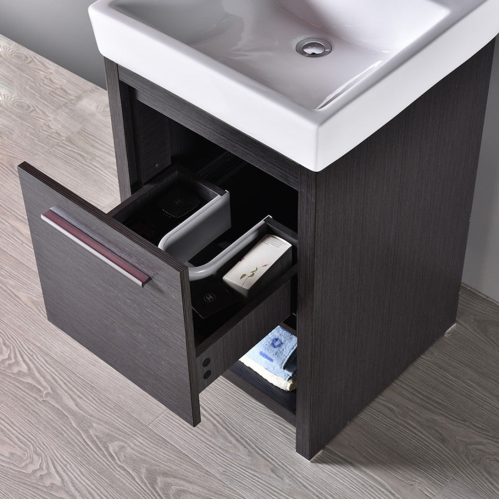 Milan 20" Vanity Set With Mirror, Silver Gray