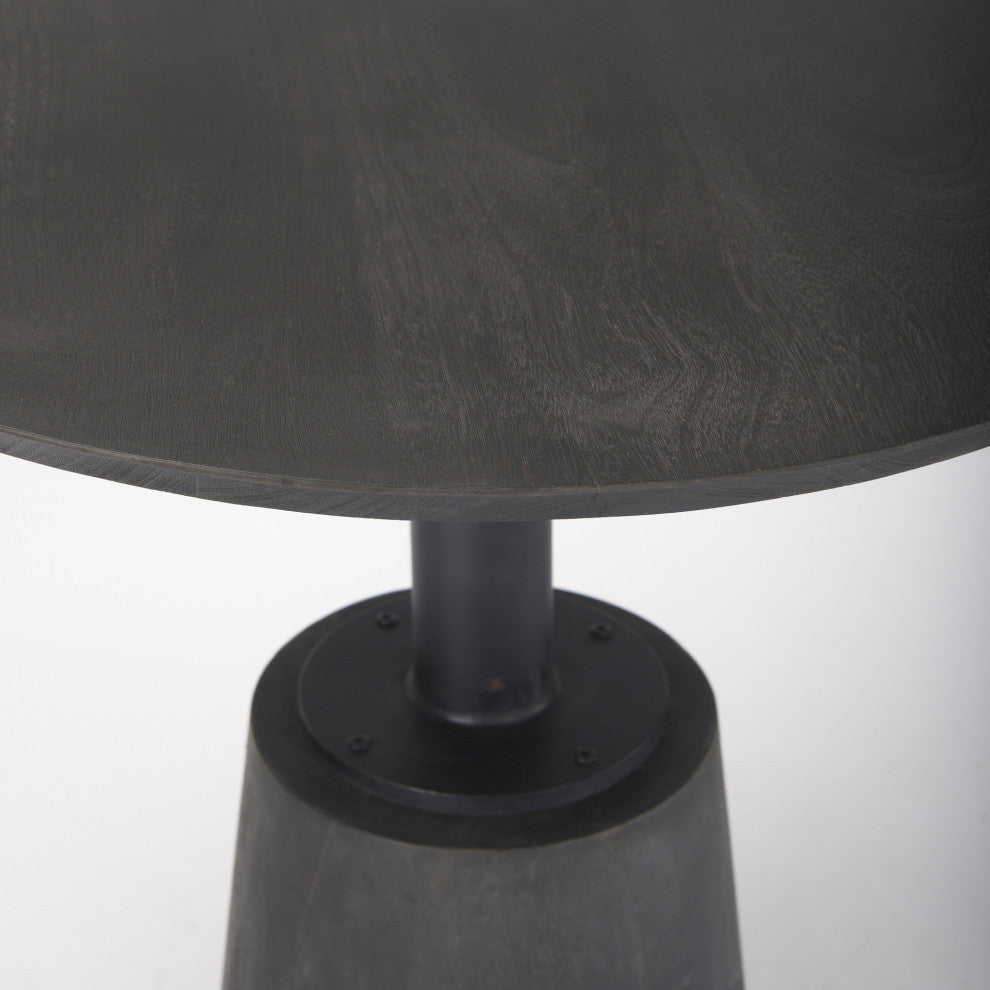 32" Round Black-Brown Wood Accent Pedestal Bistro Table