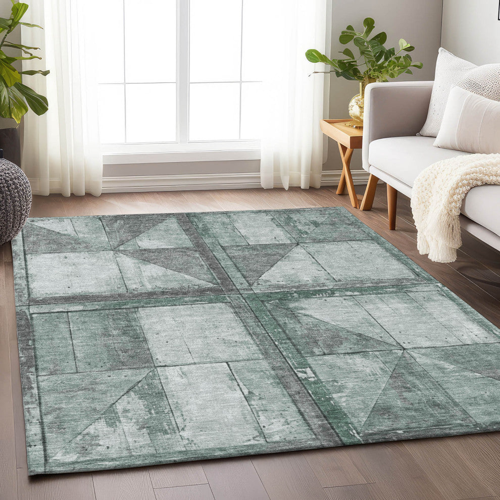 Machine Washable Indoor/Outdoor Chantille ACN1875 Sage 5' x 7'6" Rug