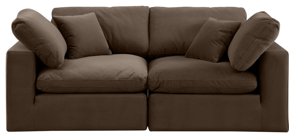 Comfy Upholstered Modular Sofa, Brown, 2-Piece: 2 Corner Chair, Velvet