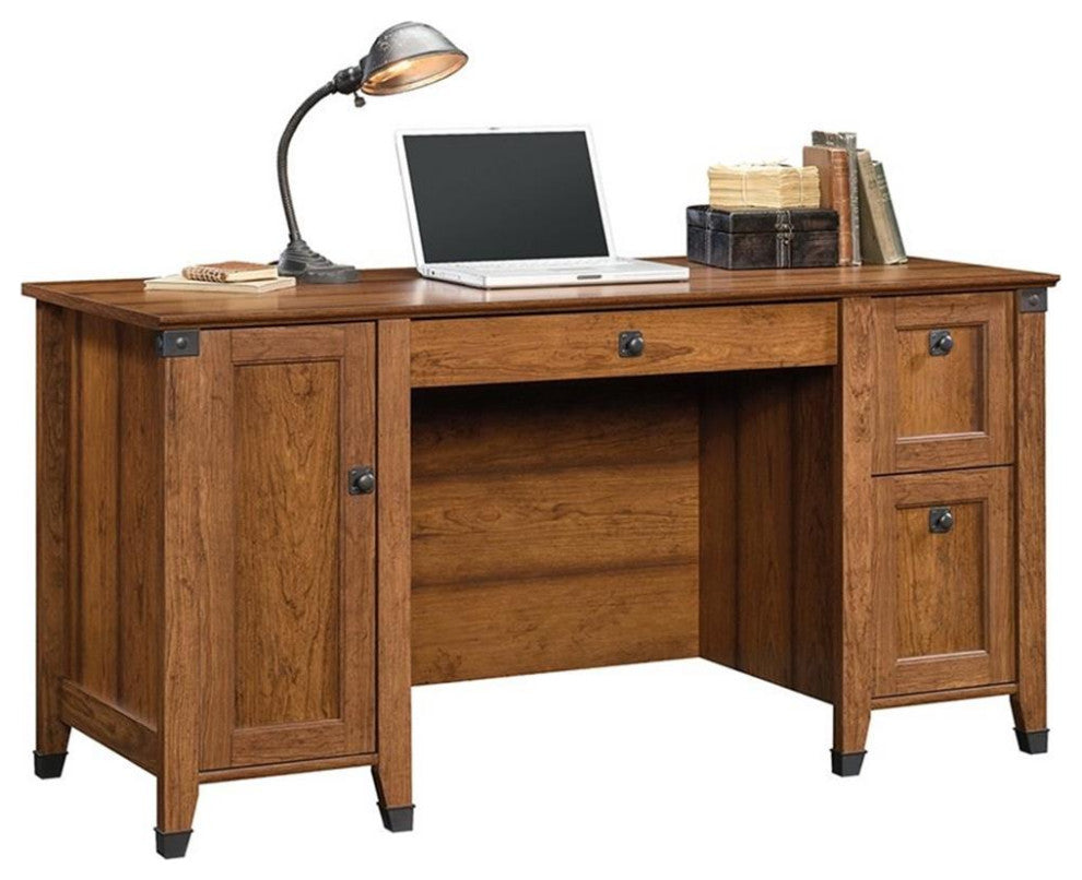 Sauder Carson Forge Engineered Wood Computer Desk in Washington Cherry