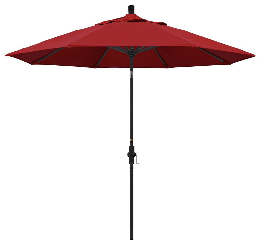 9' Stone Black Collar Tilt Crank Aluminum Umbrella, Red Pacifica