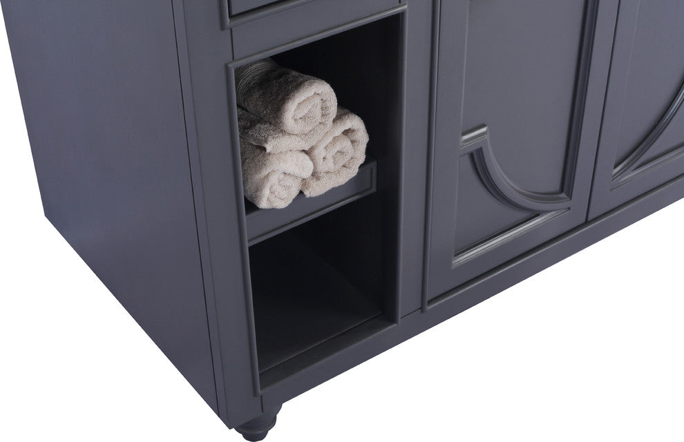Odyssey, 48, Maple Gray Cabinet With White Stripes Marble Countertop