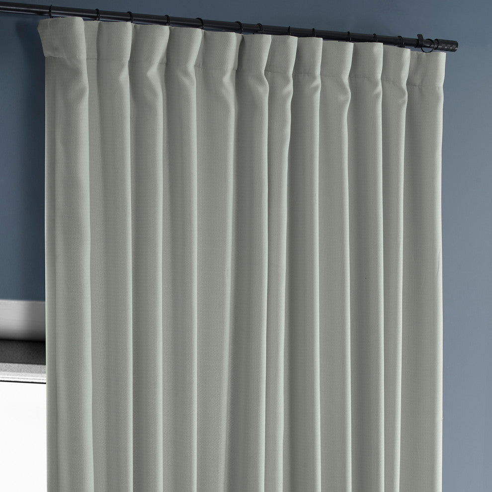 Faux Linen Extra Wide Room Darkening Curtain Single Panel, Oyster, 100"x108"