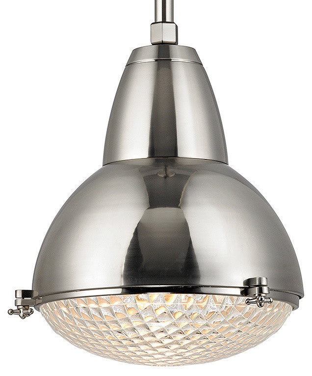 Belmont, One Light 20-inch Pendant, Satin Nickel Finish, Clear Glass