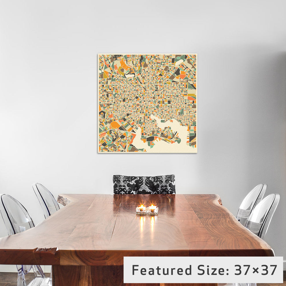 "Abstract City Map of Baltimore" by Jazzberry Blue, 37x37x1.5